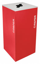 Tough Guy 36 gal Square Recycling Can, Metal, Red - 22N310