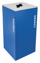 Tough Guy 36 gal Square Recycling Can, Metal, Blue - 22N311