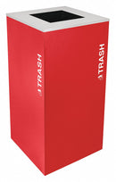 Tough Guy 36 gal Square Trash Can, Metal, Red - 22N322