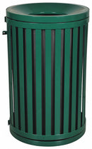Tough Guy 45 gal Round Trash Can, Metal, Green - 22N335
