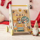 Wooden Baby Walker with Activity Center - Natural Wood