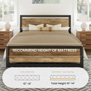 Wood and Black Metal Frame Bed with Headboard - Queen