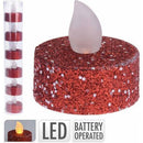 Koopman, LED Tealight, Red Glitter, 6PC