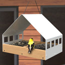 Nordic, Fly-Thru Platform Feeder, Teak/White