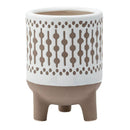 Napco, White Lattice Brown Footed Planter