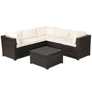 6 Pieces Patio Furniture Sofa Set With Cushions for Outdoor-Beige