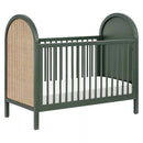 Bondi Cane 3-in-1 Convertible Crib with Toddler Bed Conversion Kit - Forest Green with Natural Cane