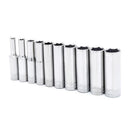Crescent 1/4 in. X 1/4 in. drive Metric 6 Point Deep Well Socket Set 10 pc