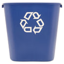 Rubbermaid Medium Deskside Recycling Container, Rectangular, Plastic, 28.13 Qt, Blue - RCP295673BE