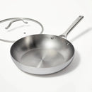 12" Stainless Steel Frypan with Cover - Silver