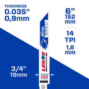 Lenox METALWOLF 6 in. Bi-Metal WAVE EDGE Reciprocating Saw Blade 14 TPI 1 blade, Pack of 50