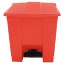 Rubbermaid Indoor Utility Step-On Waste Container, Square, Plastic, 8 Gal, Red - RCP6143RED