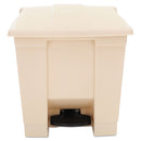 Rubbermaid Indoor Utility Step-On Waste Container, Square, Plastic, 8 Gal, Beige - RCP6143BEI