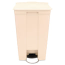Rubbermaid Step-On Receptacle With Wheels, Rectangular, Polyethylene, 23 Gal, Beige - RCP614600BG