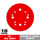 Diablo 5 in. Ceramic Blend Hook and Lock Sanding Disc 60 Grit Coarse 15 pk