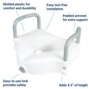 4.5" Raised Toilet Seat with Armrests, for Elongated and Round Toilets, Removable Handles, 300 lb Capacity