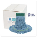 Boardwalk Super Loop Wet Mop Head, Cotton/Synthetic Fiber, 5" Headband, Medium Size, Blue, 12/Carton - BWK502BLCT