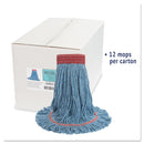 Boardwalk Super Loop Wet Mop Head, Cotton/Synthetic Fiber, 5" Headband, Large Size, Blue, 12/Carton - BWK503BLCT
