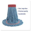 Boardwalk Super Loop Wet Mop Head, Cotton/Synthetic Fiber, 5" Headband, Large Size, Blue - BWK503BLEA