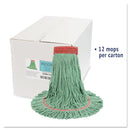 Boardwalk Super Loop Wet Mop Head, Cotton/Synthetic Fiber, 5" Headband, Large Size, Green, 12/Carton - BWK503GNCT