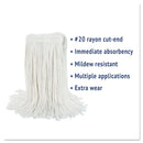 Boardwalk Cut-End Wet Mop Head, Rayon, No. 20, White - BWK2020REA