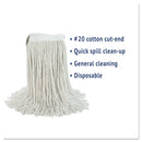 Boardwalk Cut-End Wet Mop Head, Cotton, No. 20, White - BWK2020CEA
