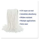Boardwalk Cut-End Wet Mop Head, Rayon, No. 24, White - BWK2024REA