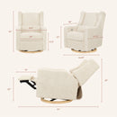 Kiwi Glider Power Recliner with USB - almond teddy loop w/ light wood base