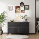 5 Fabric Drawers Dresser - Black