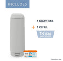 Diaper Pail with 18 Bags - Gray