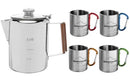 9-Cup Stainless Steel Coffee Percolator Set with Mugs