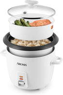14-Cup Rice Cooker & Food Steamer in one - White