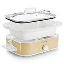 3.5qt Casserole Slow Cooker with 3 Temperature Settings Cream: Stainless Steel, Stoneware, Glass, Dishwasher-Safe Parts