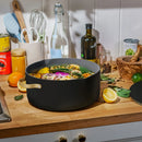Ceramic Non-Stick Stock Pot with Strainer Lid - Black Sesame