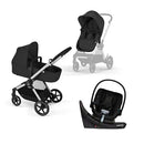 Eos 5-in-1 Travel System Stroller + Lightweight Aton G Swivel Infant Car Seat with SensorSafe - Moon Black