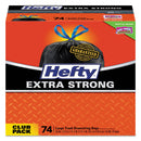 Hefty Ultra Strong Tall Kitchen And Trash Bags, 30 Gal, 1.1 Mil, 30" X 33", Black, 74/Box - PCTE85274