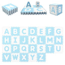 26 Pieces Interlocking ABC Play Mats With Detachable Letters-Blue