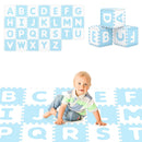 26 Pieces Interlocking ABC Play Mats With Detachable Letters-Blue
