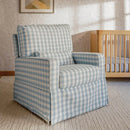 Crawford Pillowback Comfort Swivel Glider - Blue Gingham