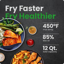 ExacTemp 12 Quart 5-in-1 Air Fryer with Integrated Smart Thermometer 28 Presets - Black