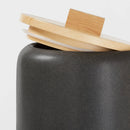Large Stoneware Tilley Food Storage Canister with Wood Lid - Black