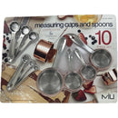 MIU Copper Plated And Stainless Steel Measuring Cups And Spoons Set - 10 Pieces