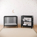 Teddi Convertible Mini Crib with Mattress - Black