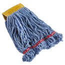 Rubbermaid Swinger Loop Shrinkless Mop Heads, Cotton/Synthetic, Blue, Small, 6/Carton - RCPC251BLU