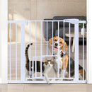 Auto Close Baby Gate with Cat Door - White