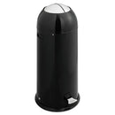 Safco Shutter Cans, Round, Steel, 14 Gal, Black/Stainless Steel - SAF9951BL