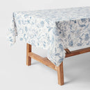 84" x 60" Cotton Floral Tablecloth Blue