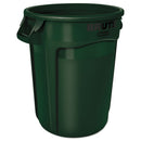 Rubbermaid Round Brute Container, Plastic, 32 Gal, Dark Green - RCP2632DGR