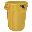 Rubbermaid Round Brute Container, Plastic, 32 Gal, Yellow - RCP2632YEL