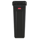 Rubbermaid Slim Jim Receptacle With Venting Channels, Rectangular, Plastic, 23 Gal, Black - RCP354060BK